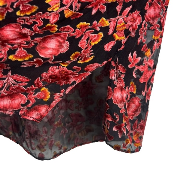 ALICE & OLIVIA Desiree Velvet Effect Blouse Textured Sheer Floral V-Neck - Picture 7 of 11